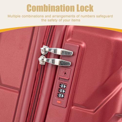 Image of 28 Inch ABS Hard Shell Large Luggage With Combination Lock and Side Hooks, Red