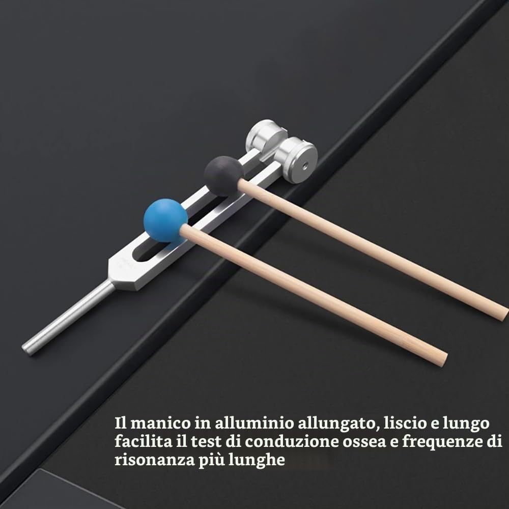 NEWFUN Diapason,Diapason Neurologico,Set di 10 pezzi con base + 2 martelli in silicone e panno per la pulizia, ideale per la terapia, per la terapia dei chakra, la terapia del suono, l'antistress