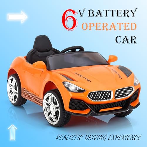 Image of Little Rides Battery Operated Car for Kids, Ride on Toy Car with Music & Light | Baby Big Jeep Rechargeable Battery | Kids to Drive 1 to 5 Years Boy Girl (Orange)