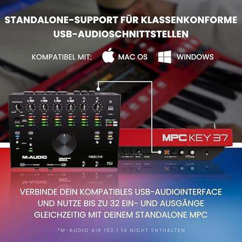 Akai Professional MPC Key 37 Standalone-Produktionssynthesizer, Drum Machine, MIDI-Keyboard, mit Wi-Fi, Bluetooth, Touchscreen, Plug-ins und Native Instruments Integration