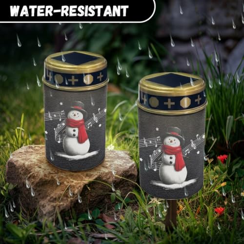 Image of Christmas Cemetery Solar Lights Flameless Candle, 2 Pack | Christmas solar cemetery decorations for grave, snowman waterproof lights for grave memorial gift decor, outdoor