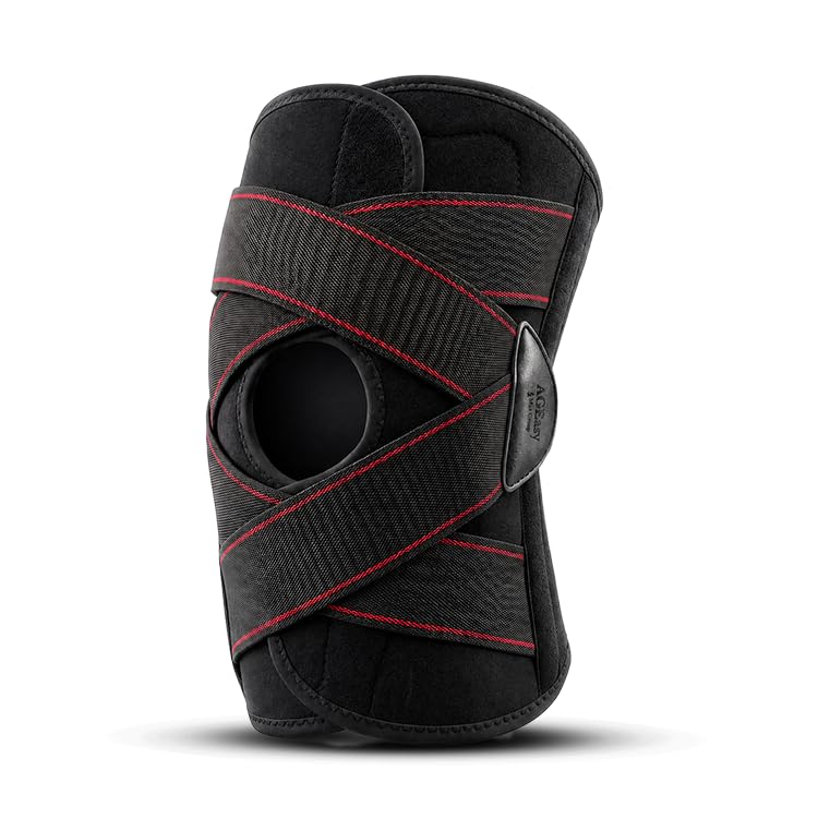 Image of AGEasy (Max Group) Adjustable Knee Brace with 4 Metal Stabilizers & Silicone Patella Support Ring | Knee Support for Gym, Sports, Travel, Walking, Running, Arthritis, Joint Pain & Post-Surgery Recovery | Knee Cap for Men & Women | Universal Fit (1 Piece)