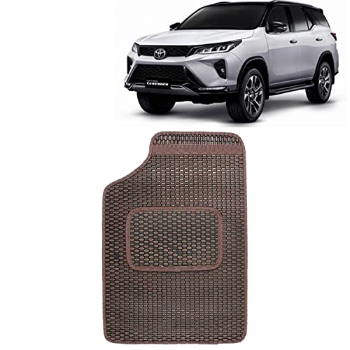 Image of Kingsway Dotted Design Car Floor Foot Mats Universal Fit for Toyota Fortuner, Model Year : 2021 Onwards, Water and Dustproof, Color Brown, Set of 5 Pieces