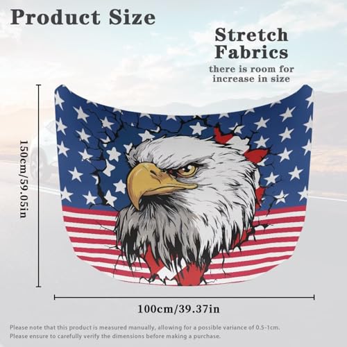 Image of USA Flag Car Hood Cover Elastic Car Hood Cover Banner 3D Eagle Car Hood Dust Covers 4th of July Automobile Front Hood Cover Cars Sedan Accessories