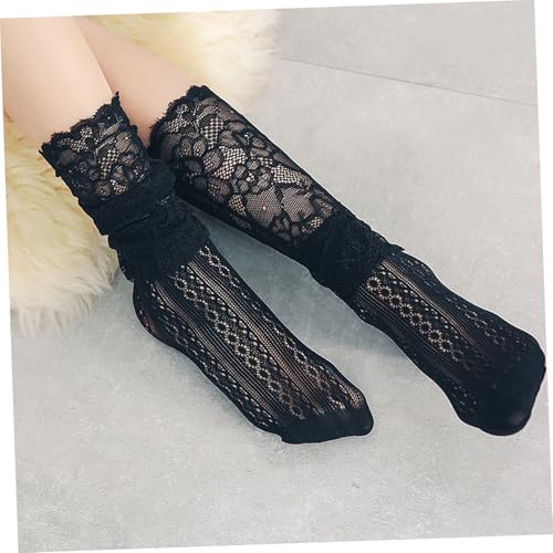 GALPADA 2pairs Girls School Socks Boy Girl Lace Socks Breathable Dress Accessories3