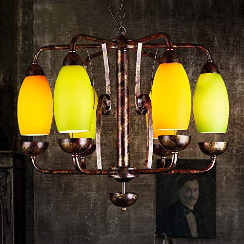 Suspension rétro métal à 6 verres décoratifs pour éclairage optimal
