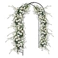 IRONMAX Garden Arch, Heavy Duty Galvanized Steel Garden Arbor with 8 Ground Stakes, Outdoor Garden Trellis for Climbing Plants Roses Vines & Wedding Ceremony Party, 86 Inch