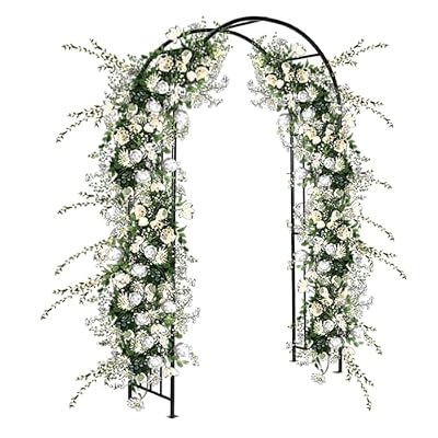 IRONMAX Garden Arch, Heavy Duty Galvanized Steel Garden Arbor with 8 Ground Stakes, Outdoor Garden Trellis for Climbing Plants Roses Vines & Wedding Ceremony Party, 86 Inch