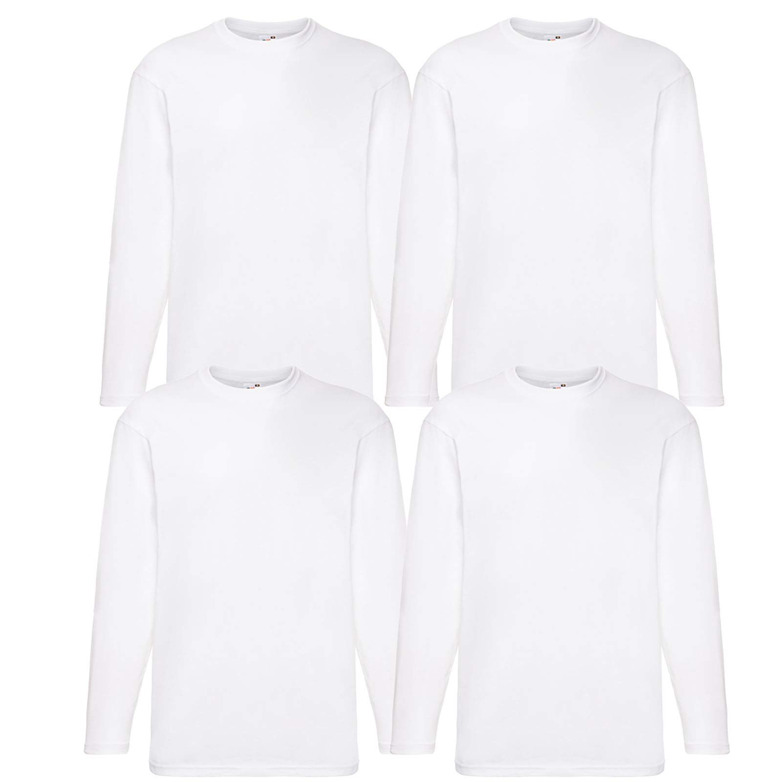 Fruit of the Loom 4 T Shirt Longsleeve M L XL XXL Langarm Verschiedene Farbsets auswählbar (M, Weiss)