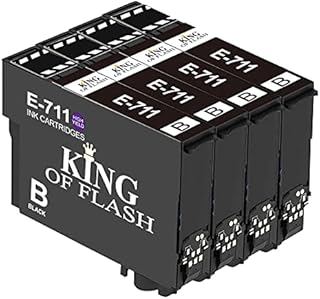 KING OF FLASH 4 Black Compatible Printer Ink Cartridges For Epson T0711