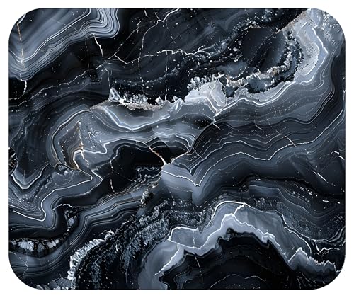 Black White Marbled Agate Mouse Pad Mat Mousepad for Desk Computer Laptop PC Gaming Home or Office Gift Marble (Blue Gray MP03)