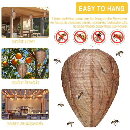 Pack of 5 fake wasp nest, wasp nest repellent, wasp trap, hornet nest dummy, wasps permanently repel - Image 4