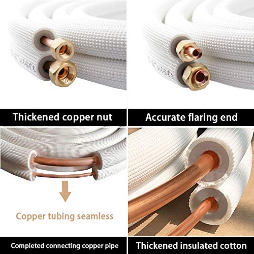 Buy Wostore 50 Ft. Copper Pipes 1/4" & 3/8" for Mini Split Air Conditioner Insulated Coil Line