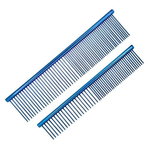 2 peines para perros 2 en 1, peine de acero para mascotas, peine de acero inoxidable, peine para el cuidado de mascotas, peine para eliminar enredos y nudos, herramienta de deshedding con extremos
