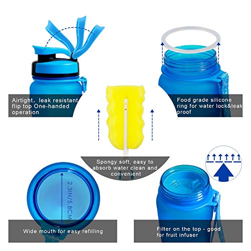Best Sports Water Bottle 800Ml/ 1L/ 600Ml/ 1.2 Litre,Bpa Free & Tritan & Leak Proof Lightweight Portable Reusable Bottles With Filter For Kids, Camping, Cycling, Hiking, Yoga, Running, Flip Top Lid #TOP3