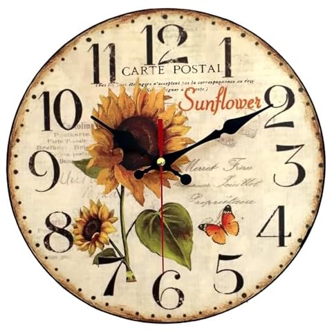 astylishome 25cm Floral Silent Wall Clock Cover