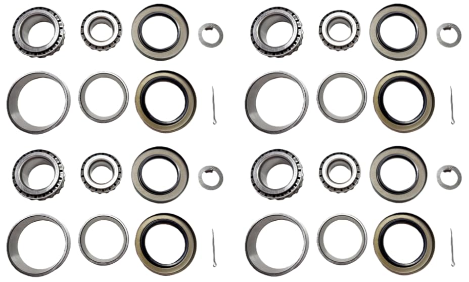 (Set of 4) WESTERNPRIME Trailer Hub Wheel Bearing Kit 25580 14125A Double Lip Grease Seals 10-36 2.250'' I.D. and 10-10 2.125'' I.D. for 7000 lb. Tandem Axles