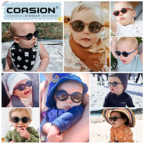 COASION Baby Polarized Sunglasses with Strap Adjustable TPEE Flexible Frame for Toddler Girls Boys Age 0-36 Months2