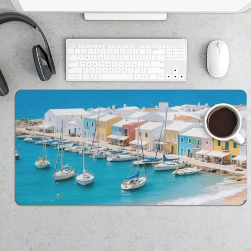 Desk Pad Protector 24x12 Inch Extended Seaside Mat Blanco