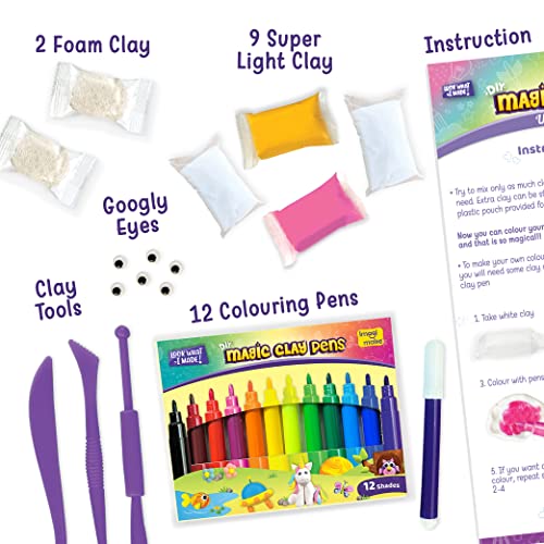 Image of Imagimake Magic Clay | Colour & Create | Unicorn Craft Kit | Air Dry Clay for Art & Craft | Make 10 Super Creations | Birthday Gift for 5-8 Year Old Girls & Boys, Multicolor