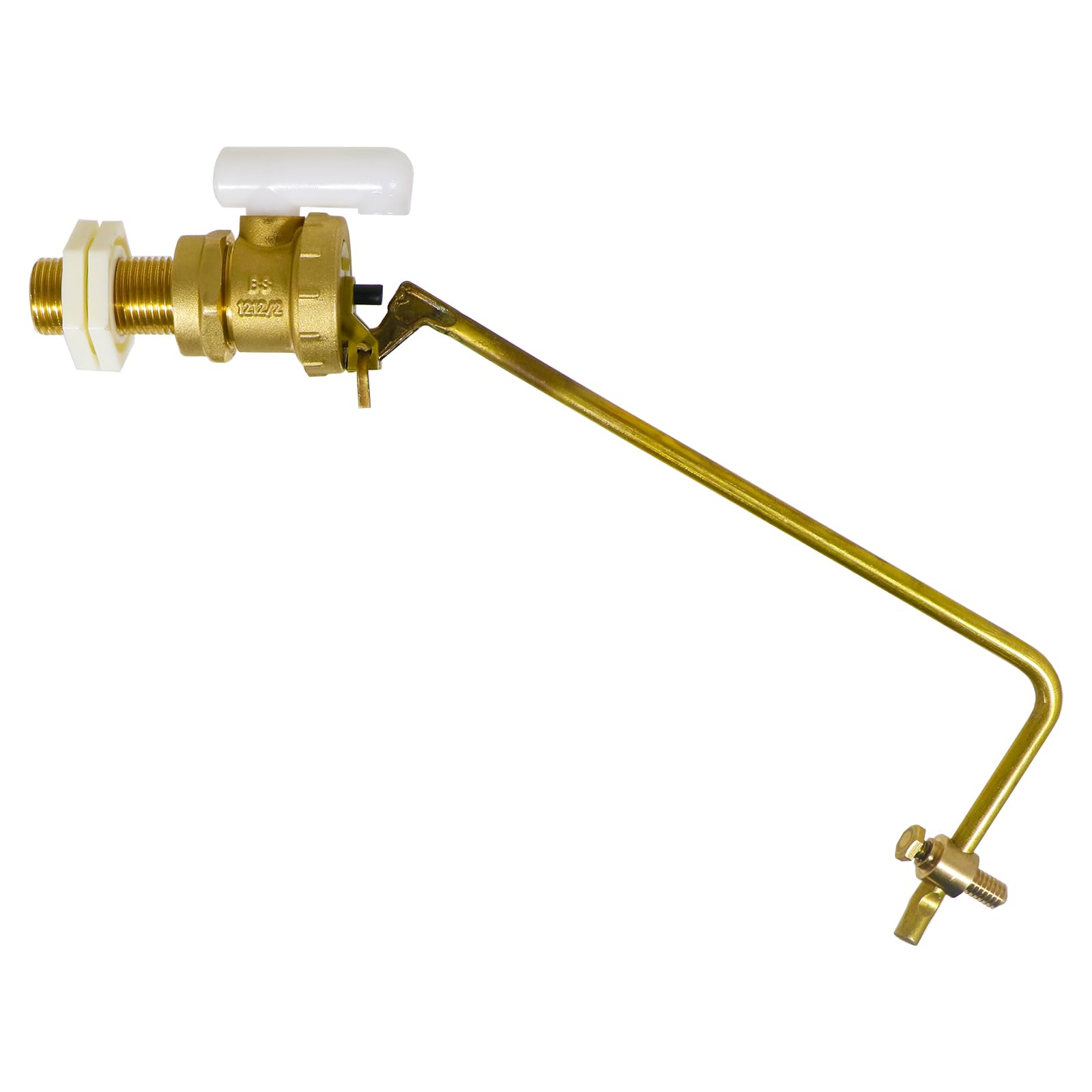 SPARES2GO 1/2" Ball Valve Part 2 Low Pressure Side Entry Toilet Cistern BS1212/2 Ballcock Float Arm, Brass