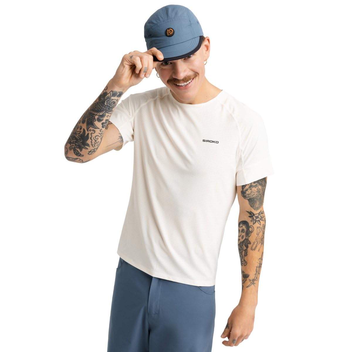 SIROKO Camiseta técnica Manga Corta cicloturismo Ciclismo Pilgrim Sand Beige