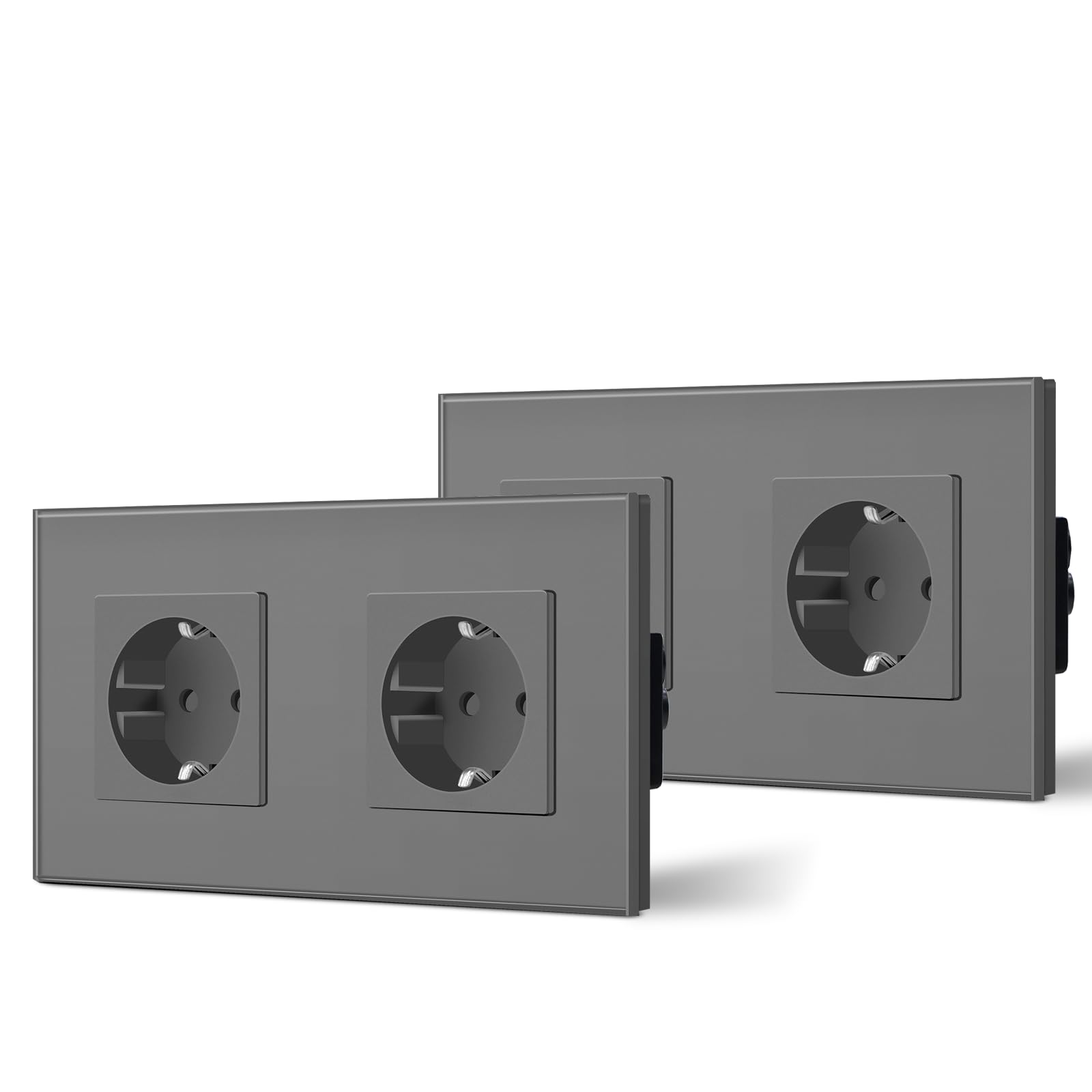 BSEED Enchufe de Pared con USB C,Enchufes Dobles Empotrados con Cristal,Toma de Corriente,Seguridad infantil,Fácil de Instalar,M Serie,2 Enchufes con USB y Tipo C,157mm Blanco — view 89