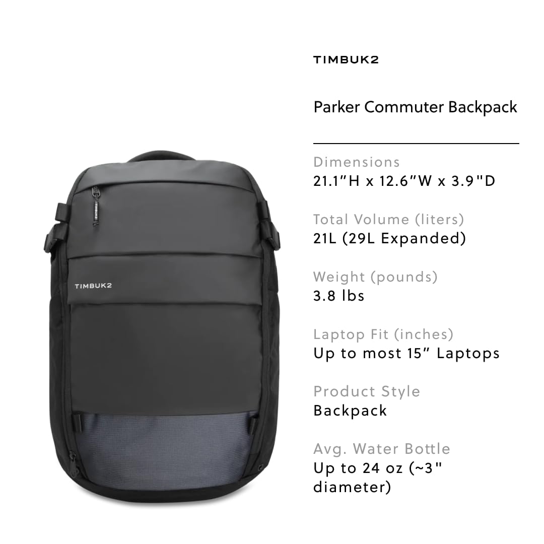 Amazon.com: Timbuk2 Parker Commuter Laptop Backpack, Jet Black