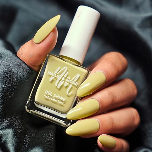 Image of Nails & More Lemon Green Nail Polish, Argan Oil-Infused Gel Shine, Bright Yellow-Green Nails, Trendy Look | 10ml