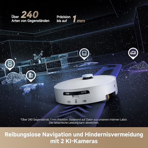 dreame Aqua10 Ultra Track Complete Saugroboter mit Wischfunktion,25.000Pa Saugkraft, 45 °C Wischen, 6cm Hindernisfreiheit, autom. Leer, selbstrein.Mopp, 100% verhedderungsfrei, dir. Sprachst
