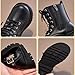 Girls fashion Side Zipper Combat Ankle Boots Round-Toe Soft Non-slip Waterproof Boots PU Leather Outdoor Hiking Boots Platform Casual Shoes (Black-C,2Big Kids)