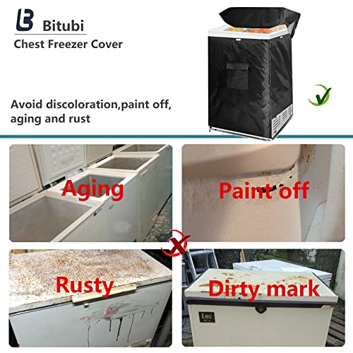Bitubi Chest Freezer Cover– Waterproof, Dustproof, Sun-Proof, L28”W23”H34” Suitable For Most 5.0 Cubic Compact Deep Freezer On Market (Black) #TOP4
