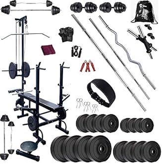 Bodyfit Home Gym Set with Heavy Delux Bench (20IN1) N Weight Plates. (40)