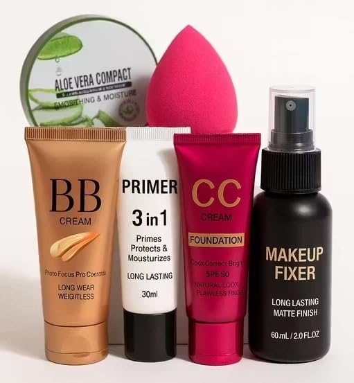 Makeup Starter Kit with BB Cream, CC Cream Foundation SPF 50, 3in1 Primer, Makeup Fixer Spray, Beauty Blender, Aloe Vera Compact-image-16