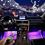 Jawat Car Interior Lights, Multicolor Music Car LED Strip Lights Under Dash Lighting Kit with Wireless Remote Control and Sound Active Function (4pcs,8 colors,48LEDs,USB Port)