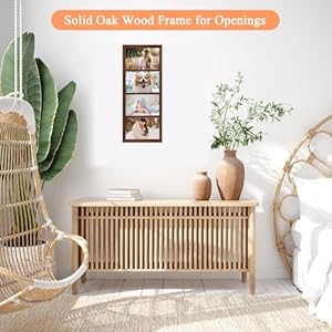 4×6 oak wood picture frames collage wall decor brown 6x16in solid oak wooden family photo collage frame 4 opening glass front wall hanging display 4 4×6 pictures  urban country home decor