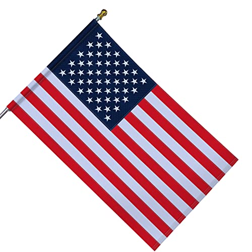 American Flag 2.5x4 Ft Pole Sleeve Banner Style-Embroidered Stars Sewn Stripes UV Protected Heavy Duty Durable Polyester USA US Outdoor Indoor Flags (Pole NOT Included)