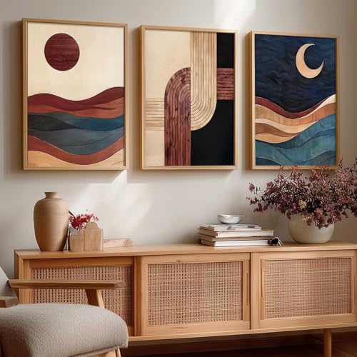 Image of kotart Boho Art Home Decoration Painting | Paintings With Frame For Living Room Bed Room Hotel Wall Decor Digital Reprint Set of 3 (19X25 inch)