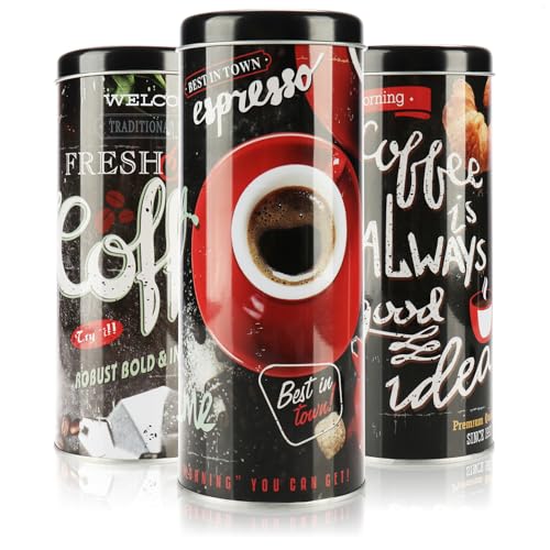 com-four® 3X boîte à dosettes de café - boîte métallique pour dosettes de café - récipient de Rangement avec Couvercle pour café, thé, Biscuits - boîte décorative (3 pièces - Vintage)