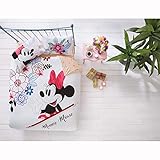 TAC Disney Minnie Mouse Watercolour%100 Cotton Bedding Set Licenced Product Quilt Cover Set Duvet Cover Pillow Case Fitted Sheet - Queen Size
