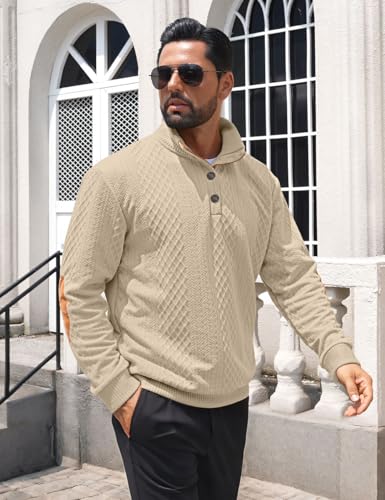 Men's Casual Sweatshirt Pullover Sweater Casual Long Sleeve Stand Collar Quarter Button Sweaters4