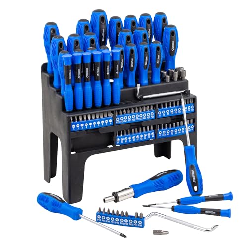 Forsage Schraubendreher Set 100-teilig mit Bits Magnetspitze und ergonomischem Griff Inklusive Ratschenschraubendreher Präzisionsschraubendreher Steckbits Z-Schlüssel und stabilem Ständer
