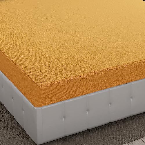 Image of Dream King Luxury Being Terry Cloth Fitted Mattress Protector Single Bed | Waterproof Ultra Soft Mattress Cover | Hypoallergenic Bed Cover 36X78 inch (Gold)