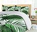 Ambesonne Palm Leaf Duvet Cover Set, Realistic Vivid Leaves of Palm Tree Growth Ecology Botany Themed Print, Decorative 3 Piece Bedding Set with 2 Pillow Shams, Queen Size, Fern Green White
