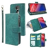 Compatible with Moto Z4/Moto Z 4 Play/MotoZ4 Force Wallet Case and Premium Vintage Leather Flip Credit Card Holder Stand Cell Phone Cover for Motorola 4Z Motoz4cases MotoZ4Play XT1980-4 2019 Green