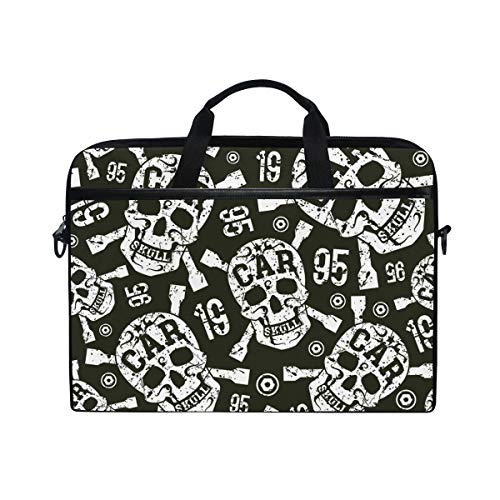 14 Zoll Laptoptasche mit Totenkopf-Motiv, Schwarz/Weiß