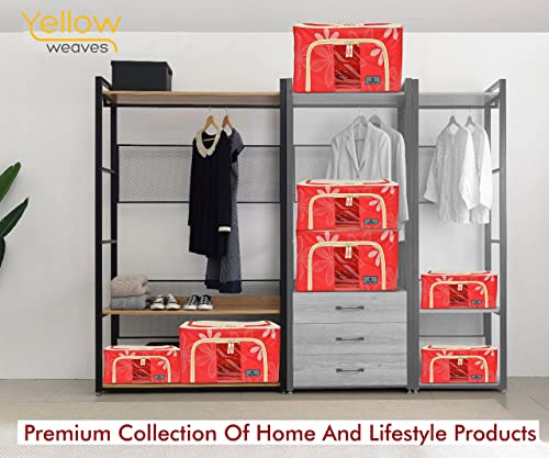 Image of Yellow Weaves Foldable Cloth Storage Box /Wardrobe Organizer, 44 LTR, 2 pieces, Red