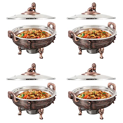 Juego de calentadores de platos, servidor redondo de catering con sartén y soportes de combustible para cocina, fiesta, comedor, buffet