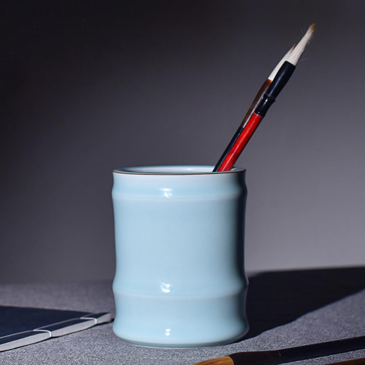 ABOOFAN 1 Pot À Crayons Cylindrique En Céramique Pour Pot À Crayons Pour Bureau Ornement De Bureau Pot De Rangement Pour Pinceaux De Maquillage