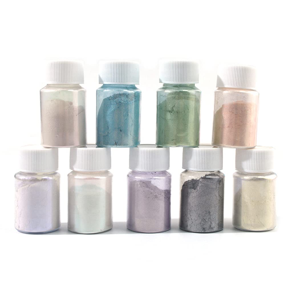 SOFEAPolarizing Pigments, 9 Colors Mica Powder Pigment Pure Pearl Epoxy Resin For Lip Gloss Nail Art Resin DIY UV Crystal Epoxy Filling
